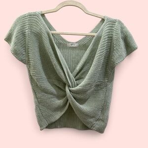 Women's Knitted Twist Front Top - Green